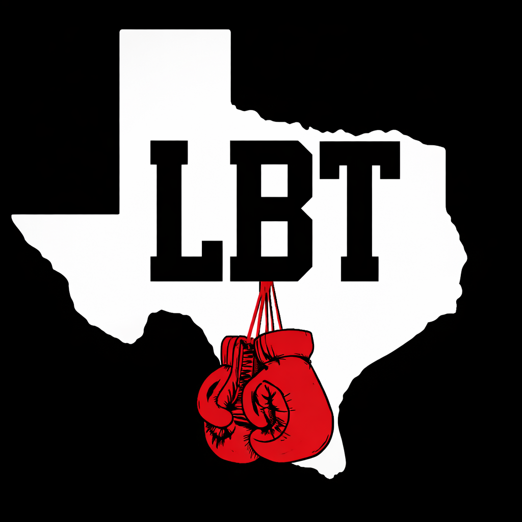Lewisville Boxing Team LBT official logo — Texas outline with boxing gloves, Coach Jamaal Lawson gym in Lewisville Texas